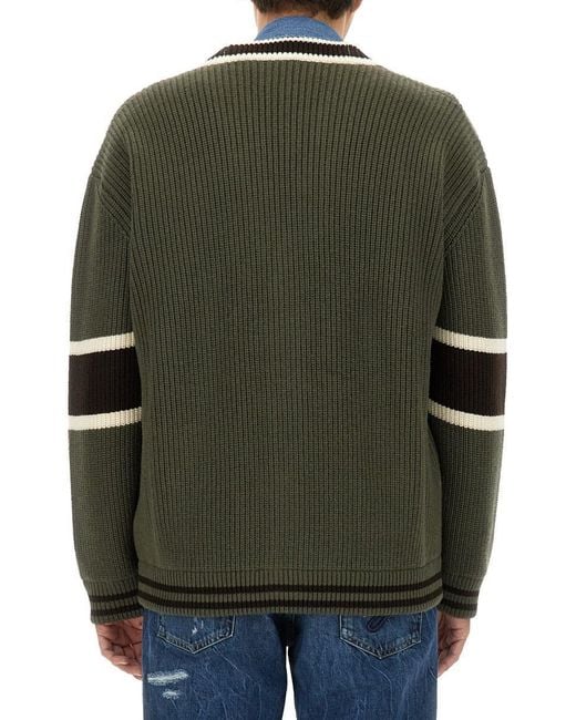 Dolce & Gabbana Green Wool Cardigan for men