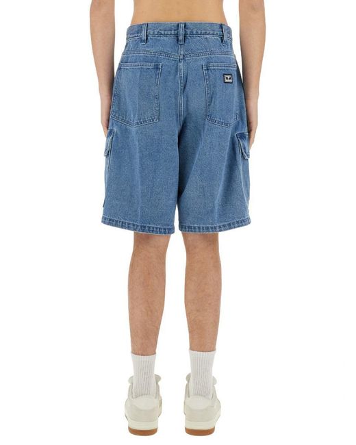 Obey Blue Baggy Bigwig Cargo Shorts for men