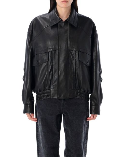 Saint Laurent Black Lambskin Bomber Jacket