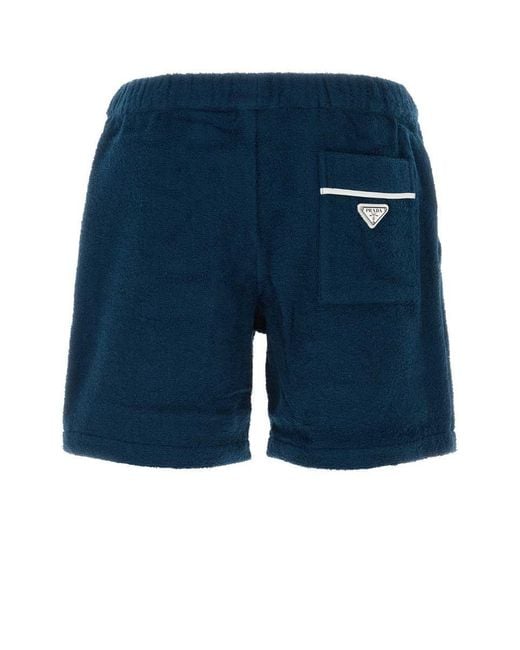 Prada Blue Terry Bermuda Shorts for men