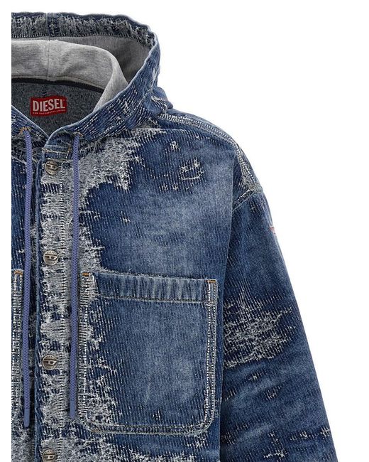 DIESEL Blue 'D-Dewnys-Hood-S' Overshirt for men