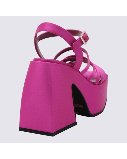 サンダル・ミュール Nodaleto Satin Pink Bulla Chibi Sandals Bulla Chibi satin platform sandals in pink - Nodaleto