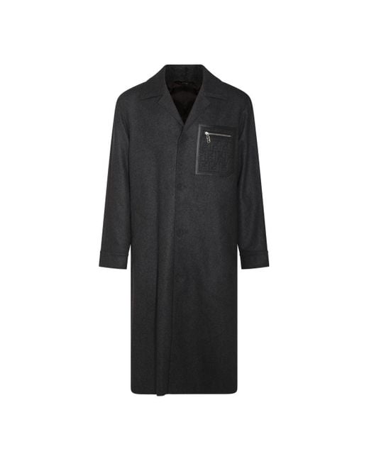 Fendi Black Wool Coat for men