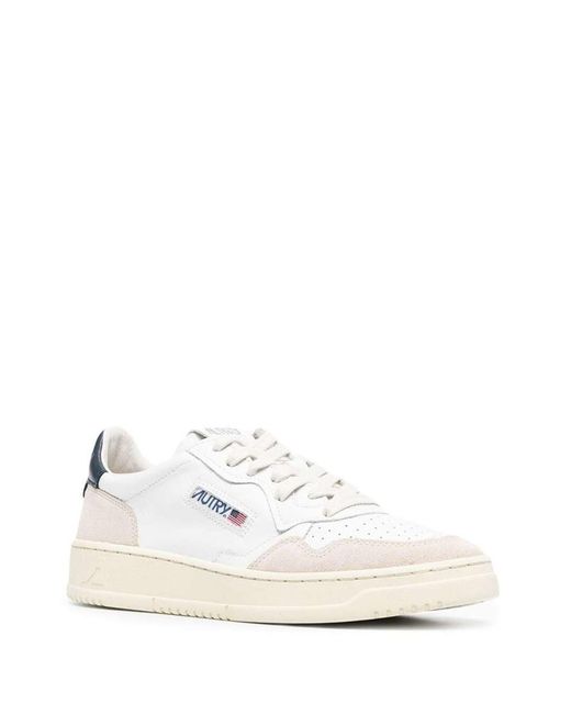 Autry White 'Medalist' Low Top Sneakers With Suede Inserts And Contrasting Heel Tab for men