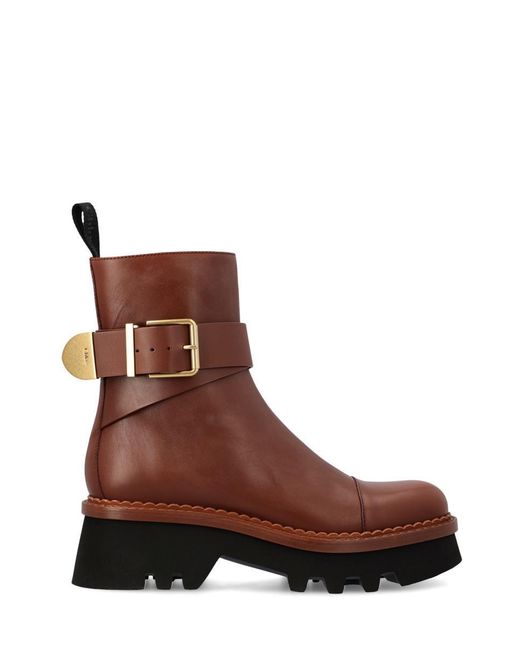 CHLOÉ 26S BOOTS 45 MM IN DARK BROWN CALFSKIN