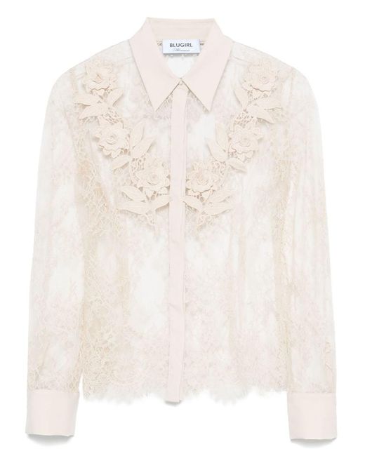 Blumarine White Semi-Trasparent Shirt