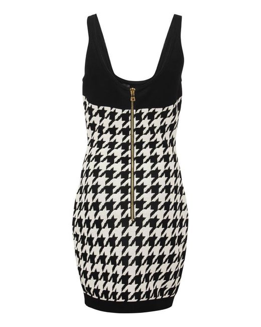 Balmain Black Sleeveless Knit Dress With Embossed Buttons For