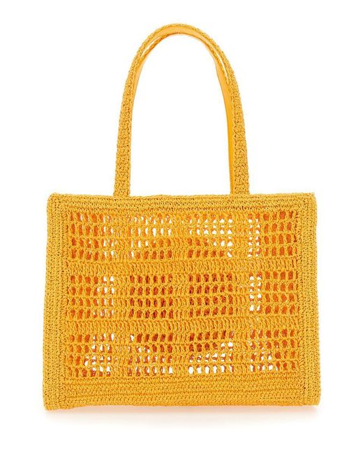 Tory Burch Yellow Ella Small Rafia Tote