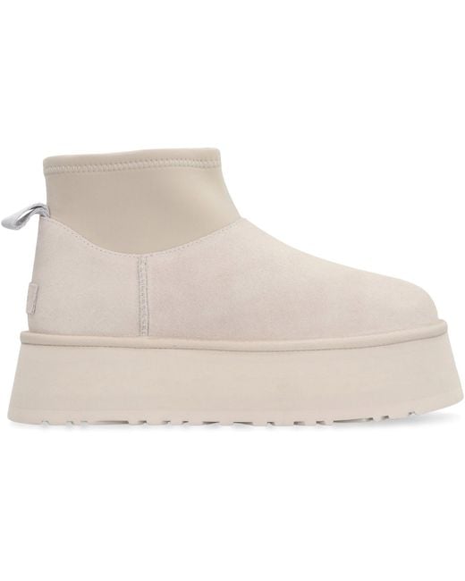 Ugg White Classic Mini Dipper Ankle Boots