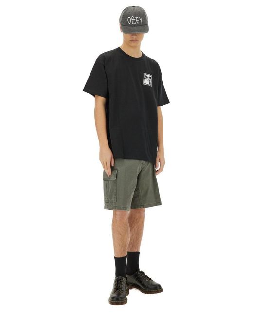 Obey Green Baggy Bigwig Cargo Shorts for men