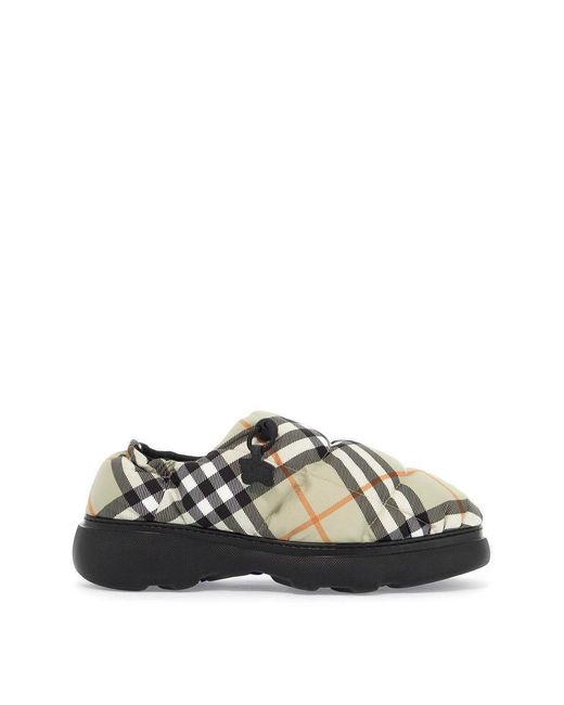 Burberry Gray Nylon Check Mules Pillow For