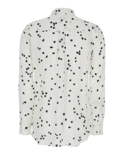 Equipment Gray Shirt With All-Over Star Motif And Patch Pockets On The Chest