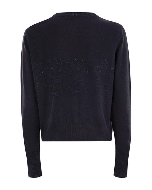 Peserico Blue Tricot Cardigan With Light Spots