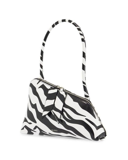 The Attico Black Borsa A Spalla Triangolare Animalier Bianco E Nero