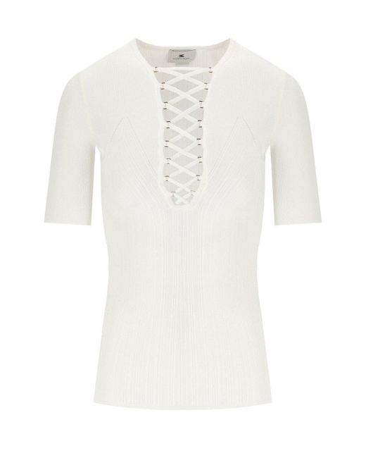 Elisabetta Franchi White Ivory Knitted Top