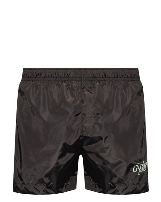 Givenchy Black Logo-Embroidered Swim Shorts for men