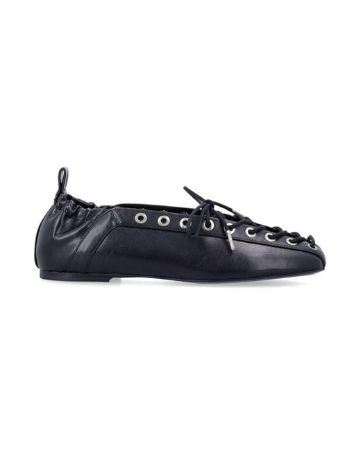 GANNI｜FLAT SHOES/LOAFERS (Oleatex Lace-Up Ballerinas (S Black Black Oleatex Lace-Up Ballerinas | GANNI US