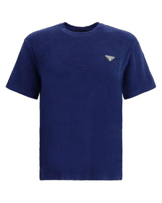 Prada Blue Cotton T-Shirt for men