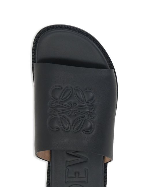 Loewe Flex Anagram Leather Slides in Black for Men | Lyst