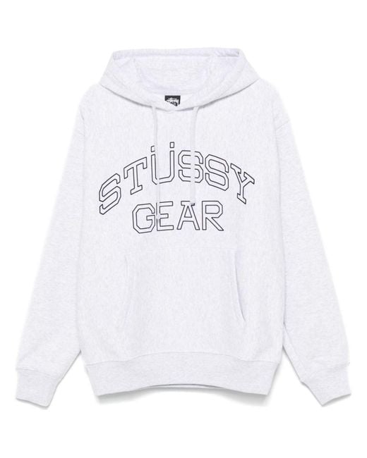 Stussy White Styssu Gear Cotton Hoodie for men