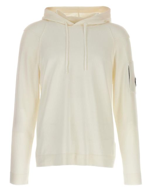 C P Company White 'Sea Island' Hoodie for men