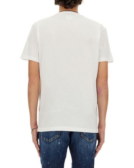 DSquared² White Dsquared T-Shirt Con Stampa Logo for men