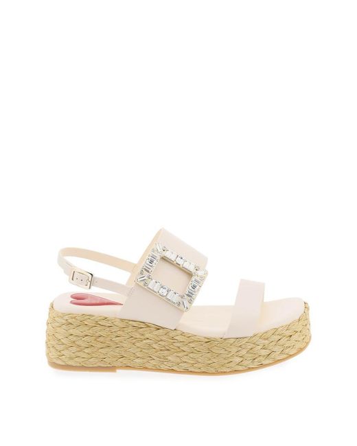 Roger Vivier White "Crystal Buckle Espadrilles