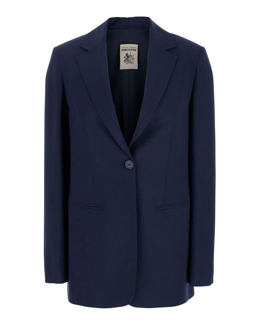 Semicouture Blue Cool Wool Blazer