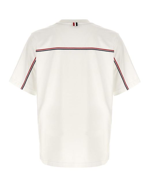 Tシャツ・カットソー THOM BROWNE FW25 'RWB Knit Trim' T-shirt (MJS288A00042 415) Thom Browne Rwb stripe cotton t-shirt - Dark Blue
