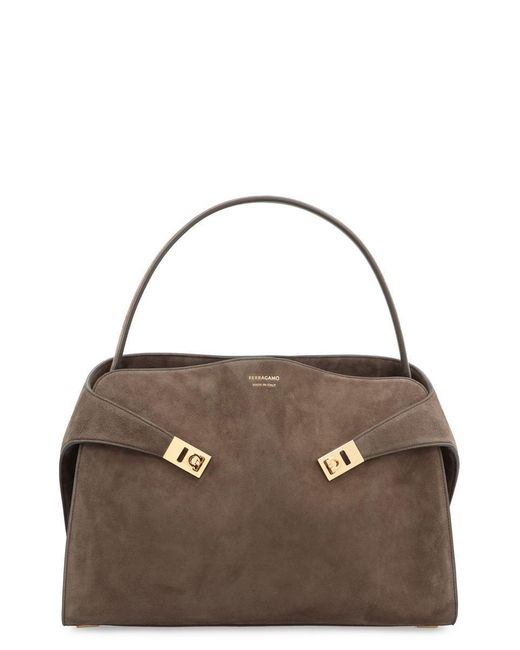 Ferragamo Brown Hug Soft L Shoulder Bag