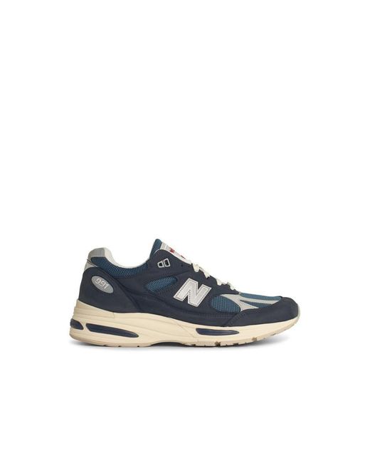 New Balance Blue '991' Suede Blend Sneakers for men