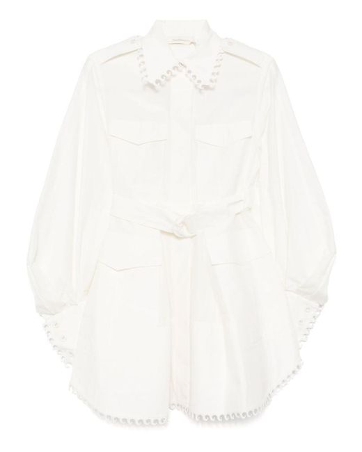 Zimmermann White Ivory Mini Dress With Belt Waist