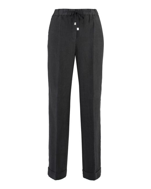 Peserico Black Linen Trousers