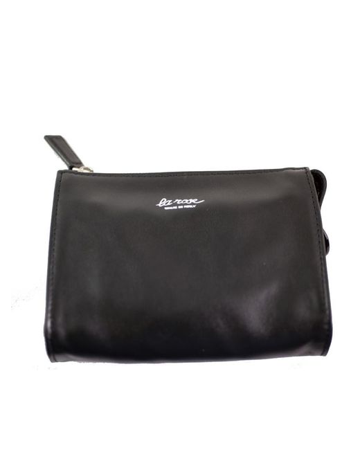 LA ROSE Black Minimal Leather Make-Up Bag