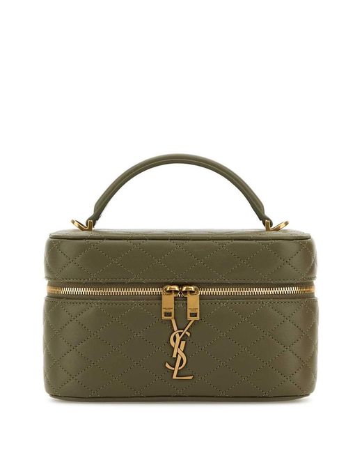 【Saint Laurent】Army Green Nappa Leather Vanit Saint Laurent Army Nappa Leather Vanity Gaby Handbag in