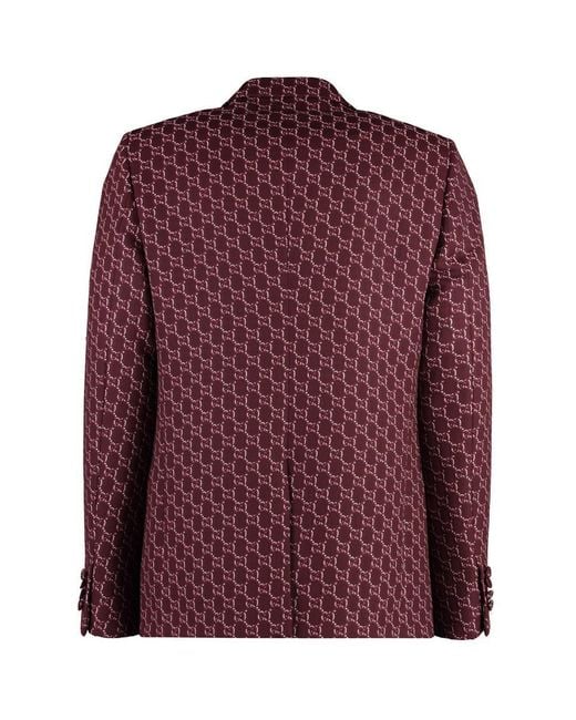 Gucci Purple Double-Breasted Wool Jacket for men