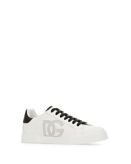 Dolce & Gabbana White 'Portofino Light' Sneakers With Perforated Logo On The Side And Logo Patch On The Tongue