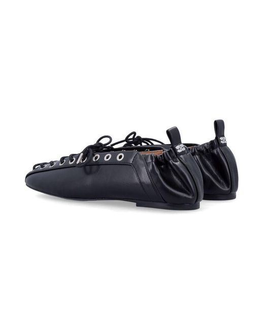 Ganni Oleatex Lace-Up Ballerinas in Blue | Lyst