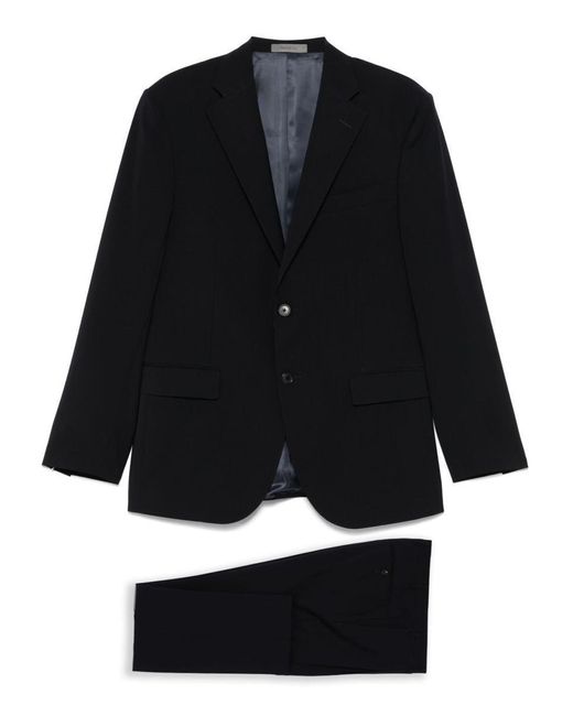 Corneliani Black Virgin Wool Single Breasted Suit for men