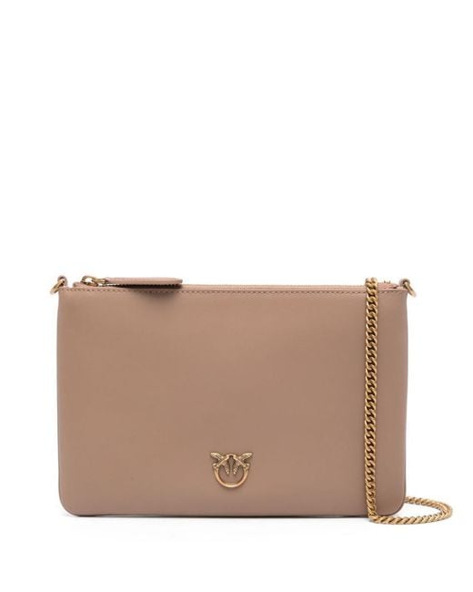 Pinko Brown 'Classico' Leather Clutch Bag