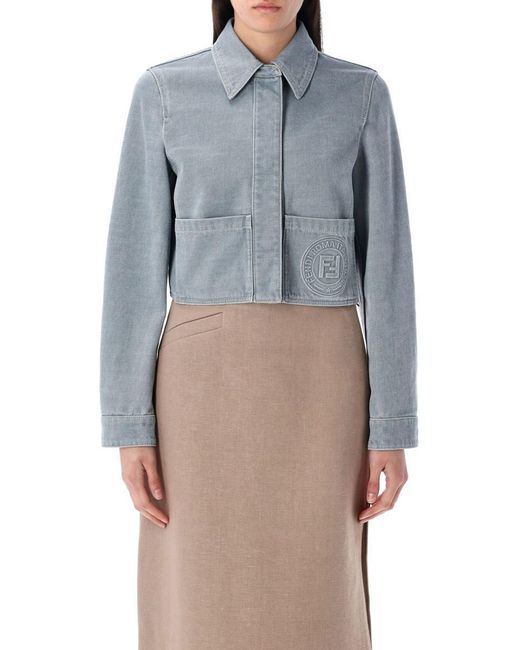 【フェンディ】 Jackets - Cropped Jackets ジャケット Fendi Fendi Panelled Cropped Denim Jacket - Jackets - Free