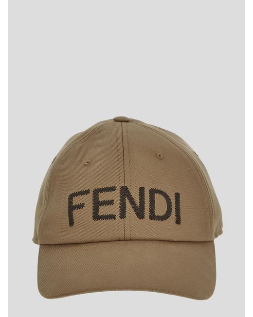 Fendi Brown Baseball Cap With Visor And Embroidered Logo for men