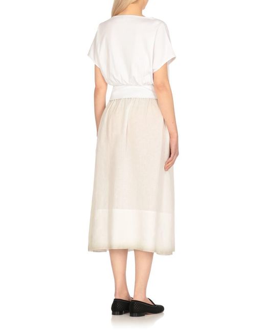Tシャツ・カットソー Fabiana Filippi White T-Shirt With Tulle Details Fabiana Filippi White T-Shirt With Tulle Details White | T