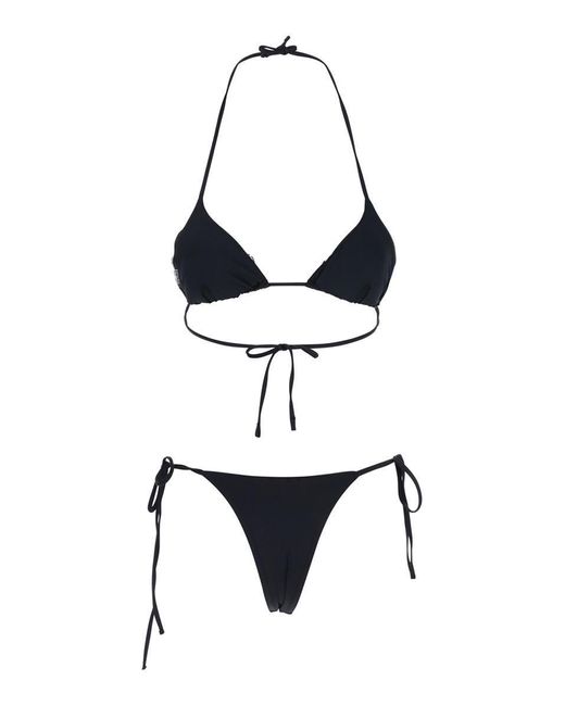 VENUJA White Bikini With Triangle Design And All-Over Crystal Decorations