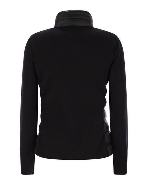 Moncler Black Cardigan With Padded Front Panel