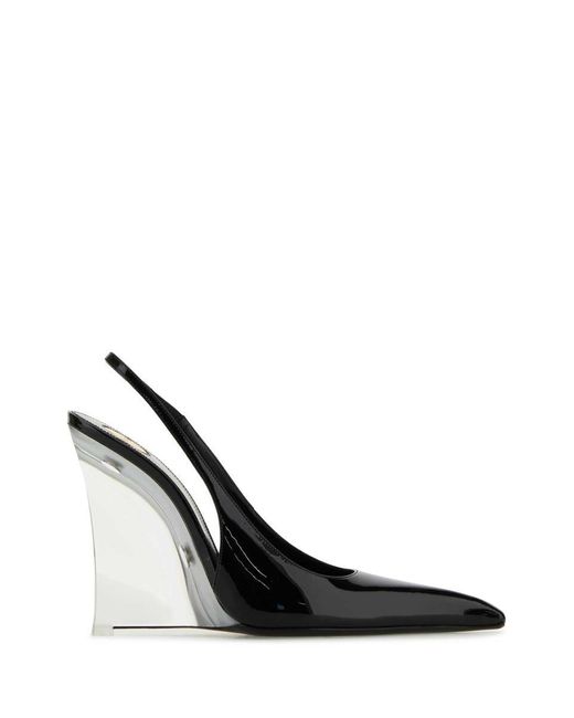 Saint Laurent Black Leather Miller Wedges