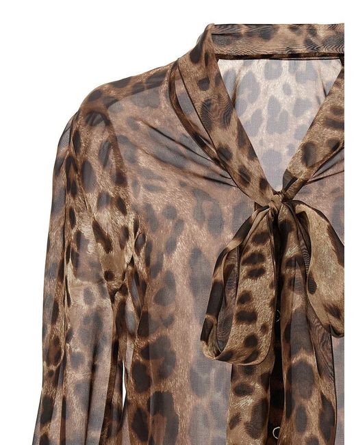 Dolce & Gabbana Brown Printed Chiffon Blouse