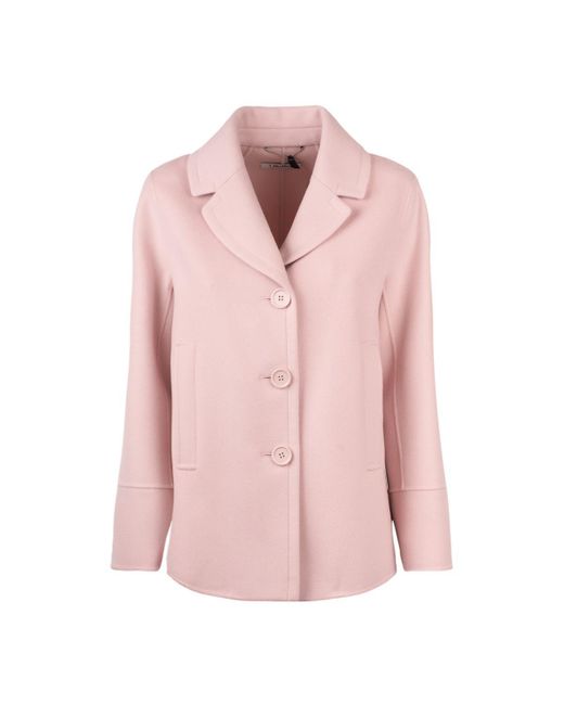 Max Mara Pink Single-Breasted Wool Caban