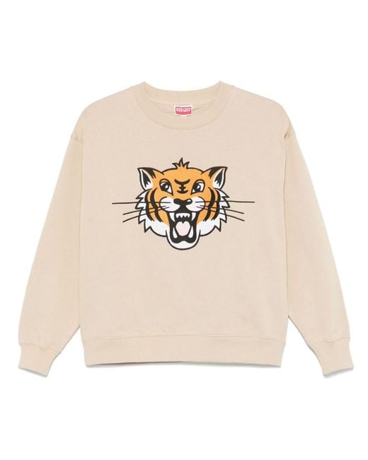 KENZO Natural Embroidered Tiger Logo Sweatshirt
