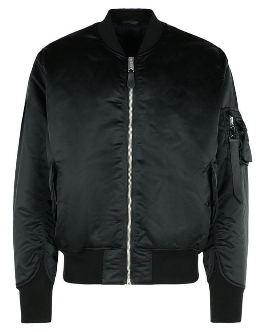 Alpha Industries Black 'Flight' Nylon Bomber Jacket for men